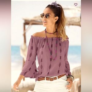 Off-Shoulder Printed Blouse NWT Price Drop